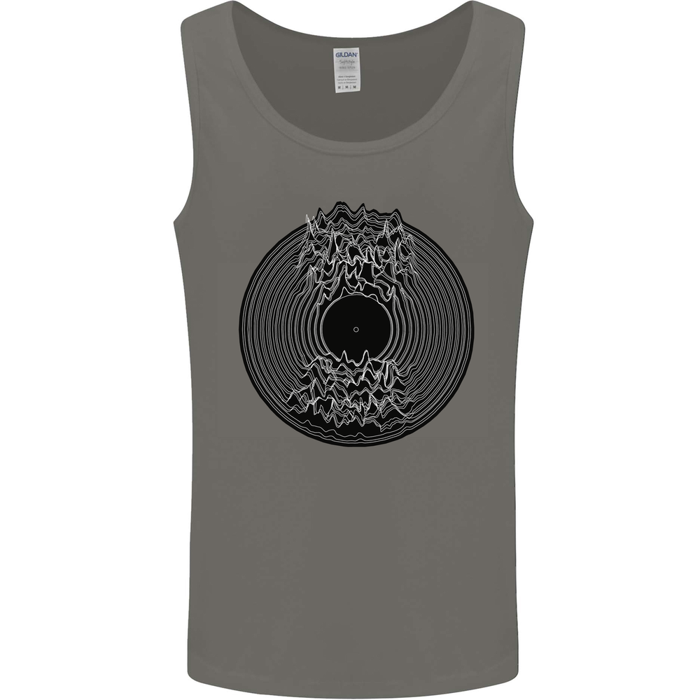 Vinyl Music Sound Waves Turntable Decks DJ Mens Vest Tank Top