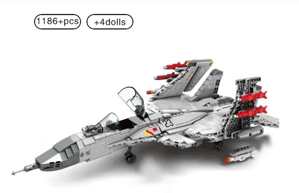 AIR Force J-15 Carrier Fighter Aircraft Flying Shark LEGO Replica Lg. 20” 1186pc
