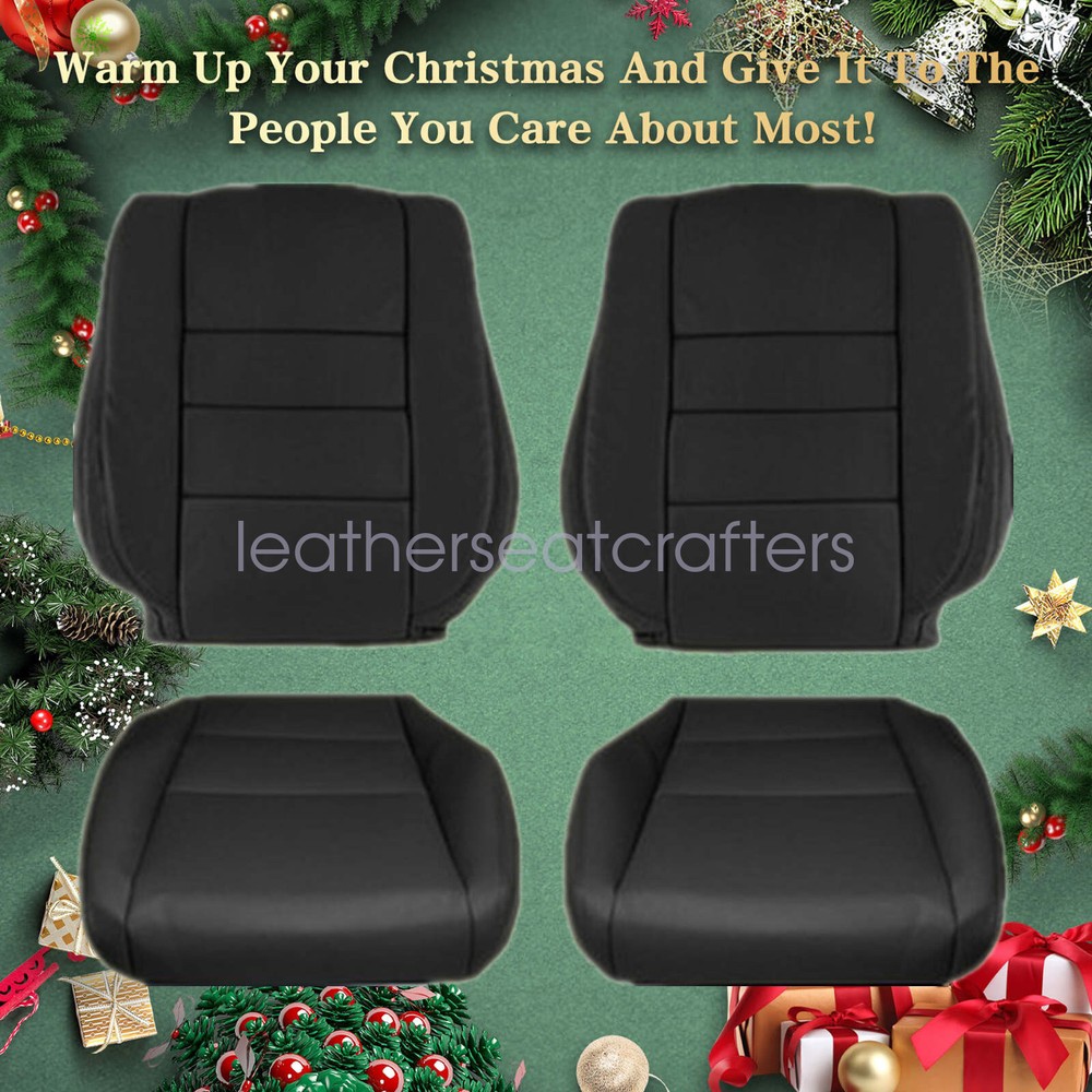 For 2008-2012 Honda Accord Sedan Front Bottom Top Leather Seat Cover Black