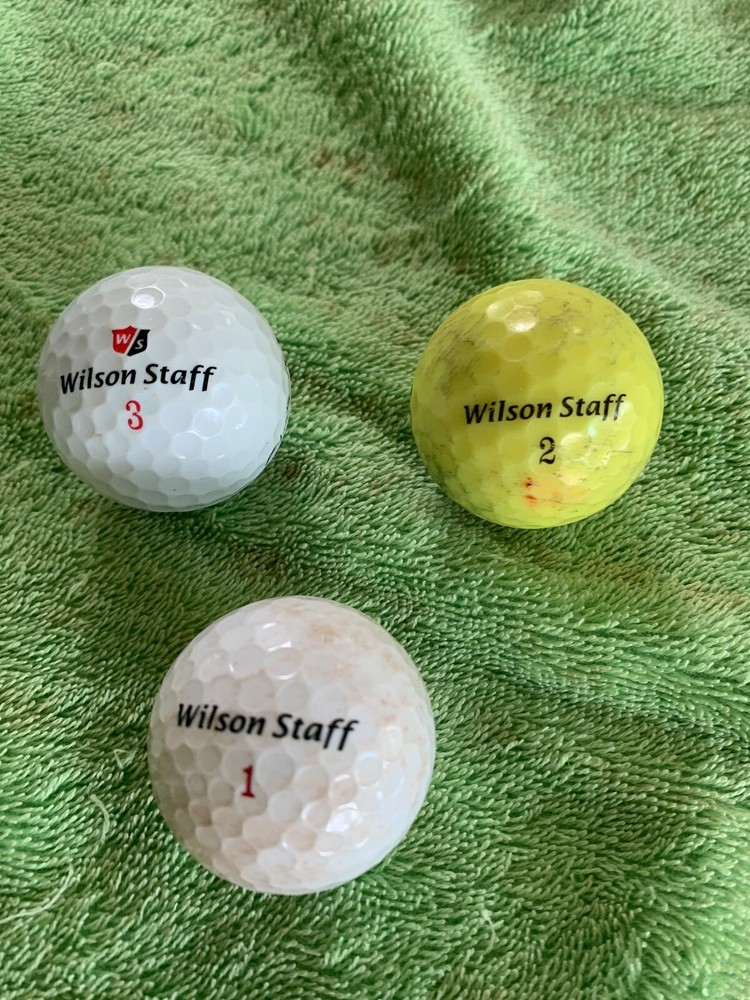 3 WILSON STAFF Golf Balls ZIP #1 And YELLOW #2 And DUO SOFT #3 vtg used
