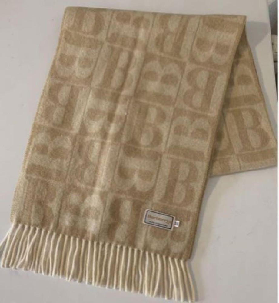 Burberry Cashmere 100 Scarf B Logo All Over Pattern Vhtf Women Scarf Accessory O