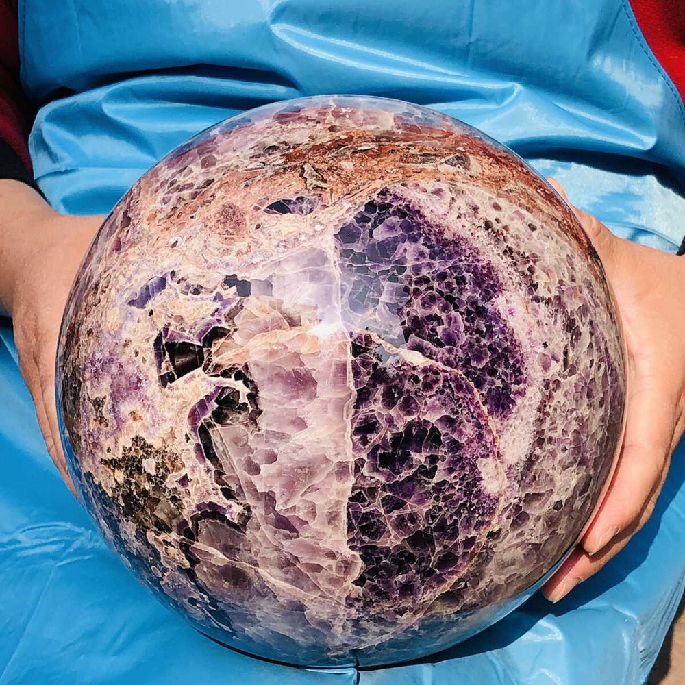 11.14KG Natural Beautiful Dream Amethyst Quartz Crystal Sphere Ball Healing 2692