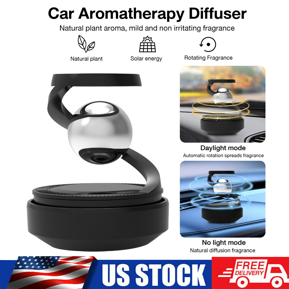 US Solar Car Aromatherapy Air Freshener Ornament Decoration Diffuser (Black）