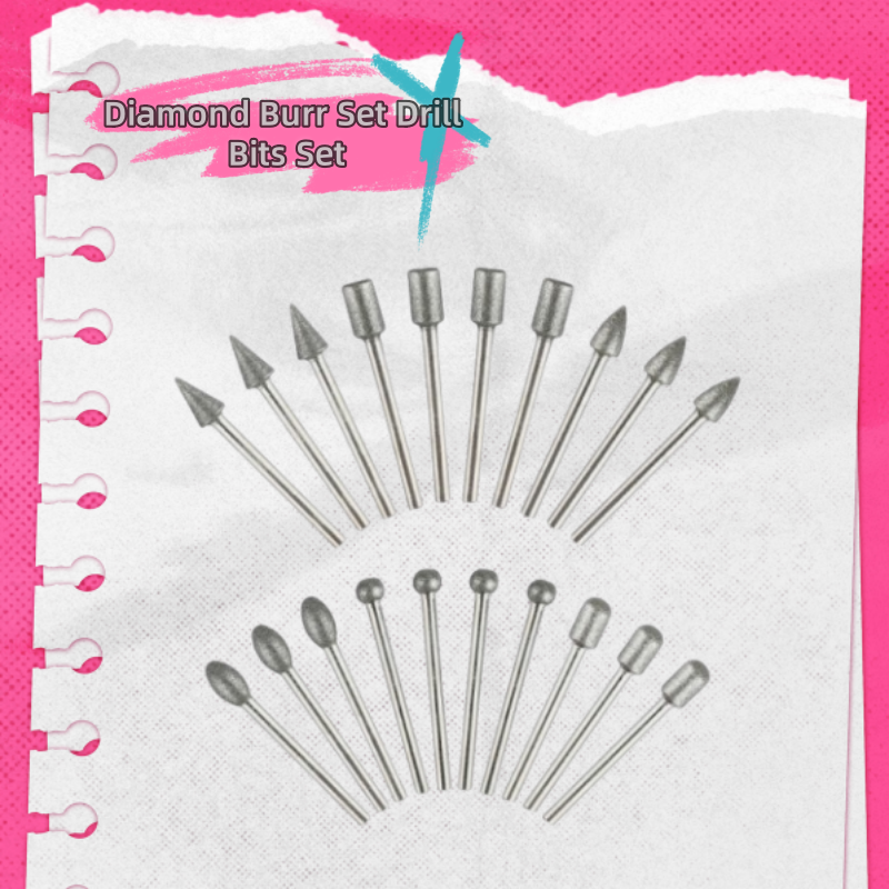 20Pcs 120 Grit Diamond Burr Set Drill Bits Set for Dremel Tool Rotary Grinding