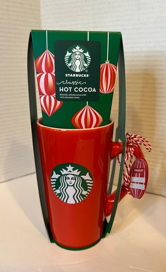 Starbucks 16 Oz Coffee Mug Christmas Gift Set Hot Cocoa Ceramic Brand New