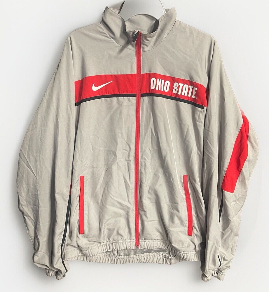 Nike Ohio State Drifit Hyper Elite Jacket Mens Gray Full Zip Lightweight Medium