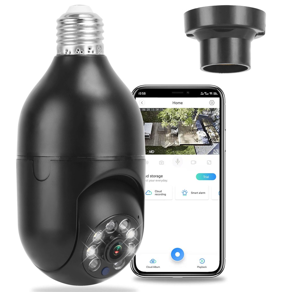 360° 1080P IP E27 Bulb Camera WiFi IR Night Vision Smart Home Wireless Security