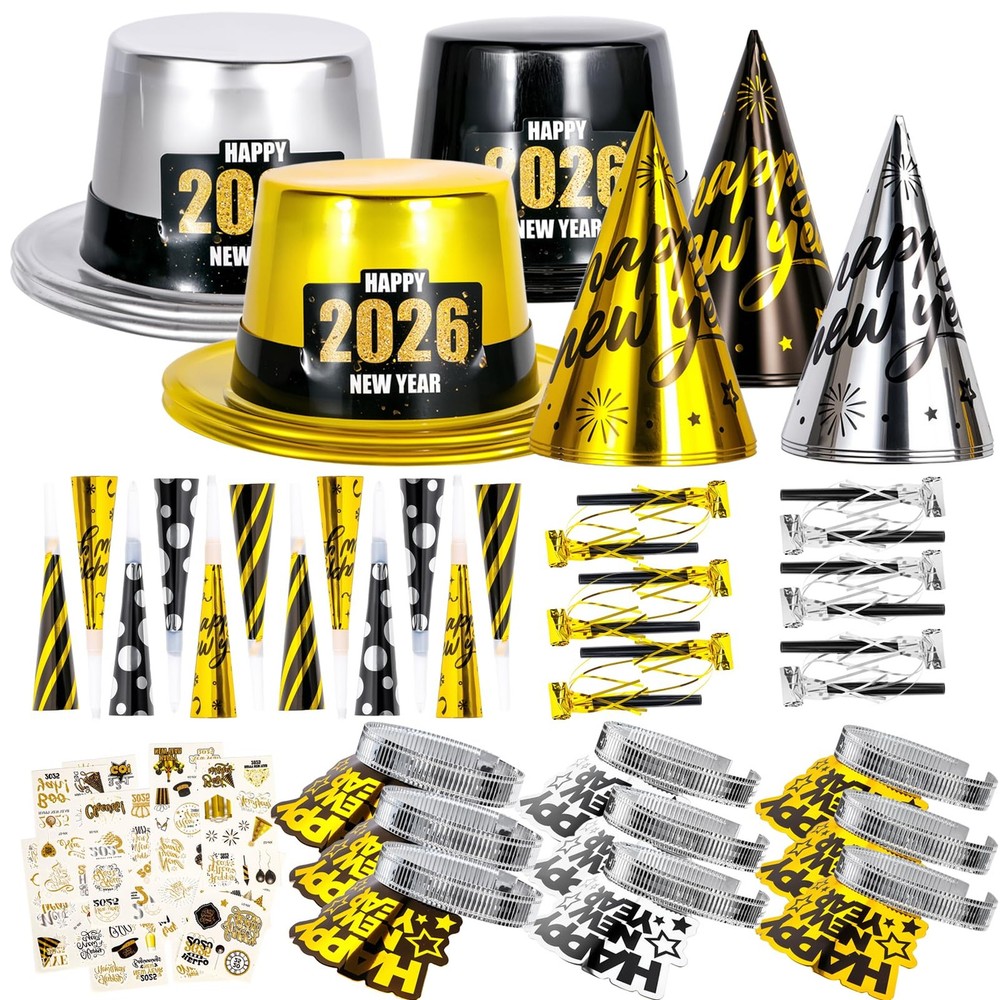 2026 New Years Eve Party Supplies, 60 Pcs New Year Eve Party Hats and Horns, ...
