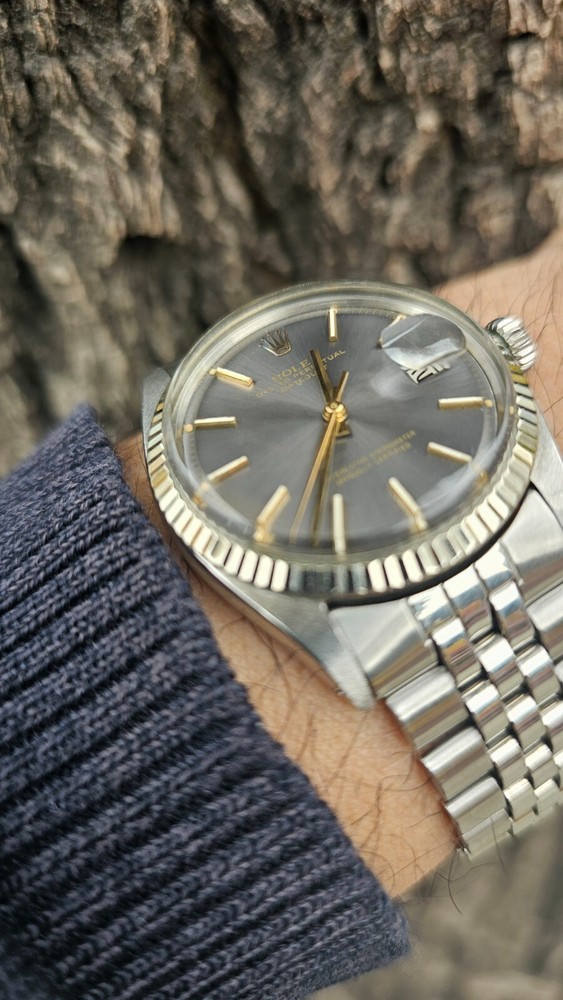 Vintage Rolex 1601 Pie-Pan Gray Dial Men's Automatic Watch 1973