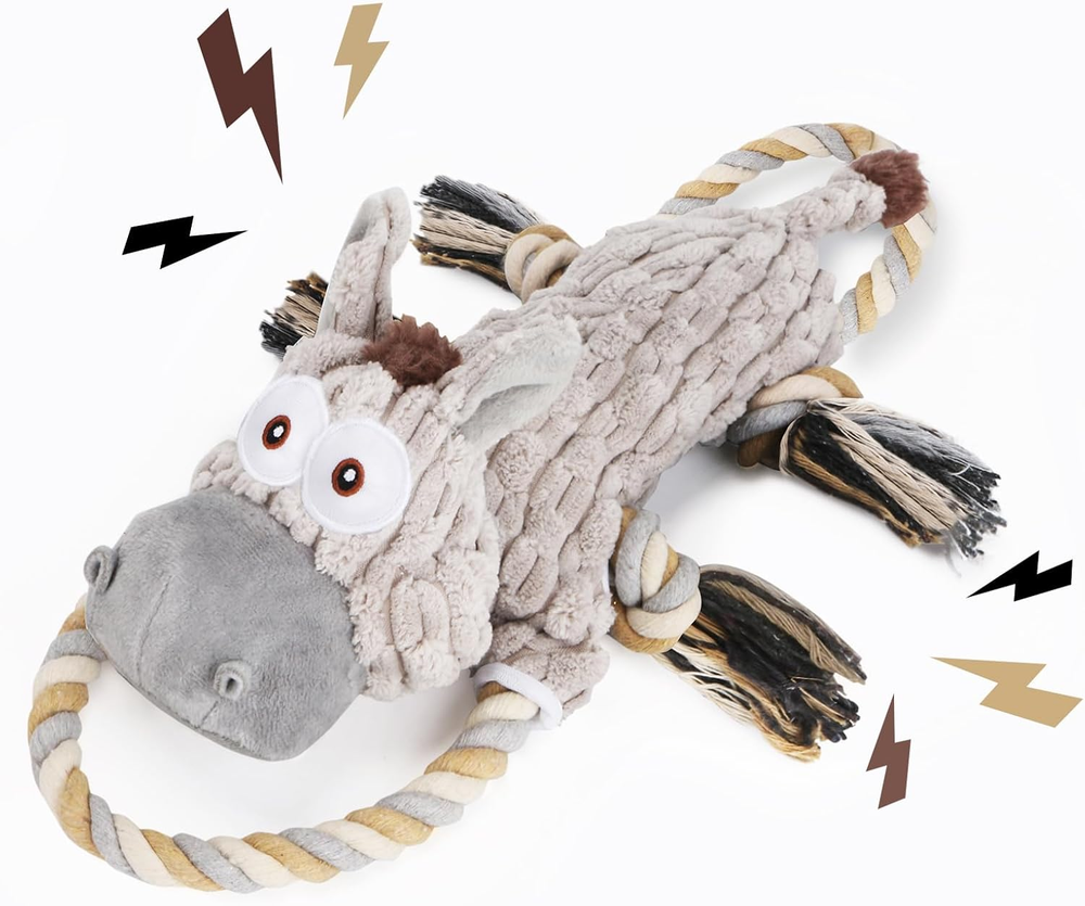 Large Squeaky Dog Toys for Aggressive Chewers,Interactive Tug of War Puppy Toys