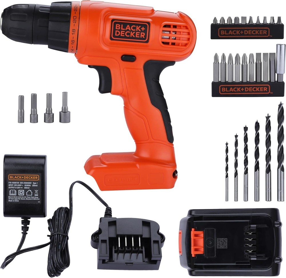 BLACK+DECKER 20V MAX Cordless Drill/Driver Kit with Battery and Charger, Bit Set