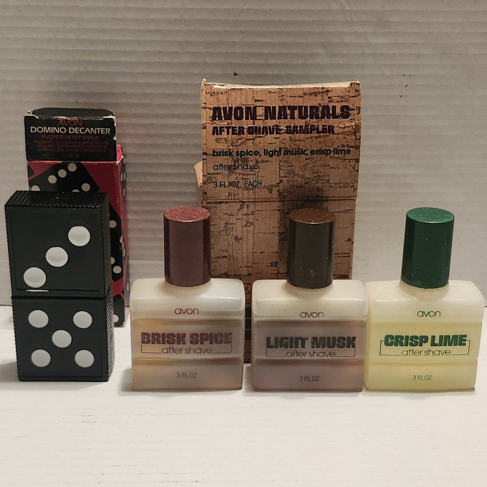 Vintage 80s Avon After Shave Lot Of 2 - 3 Pack Sampler & Domino Decanter NIB
