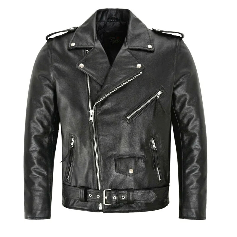 Slim Fit Men PU Leather Motorcycle Jacket Fashion Coat