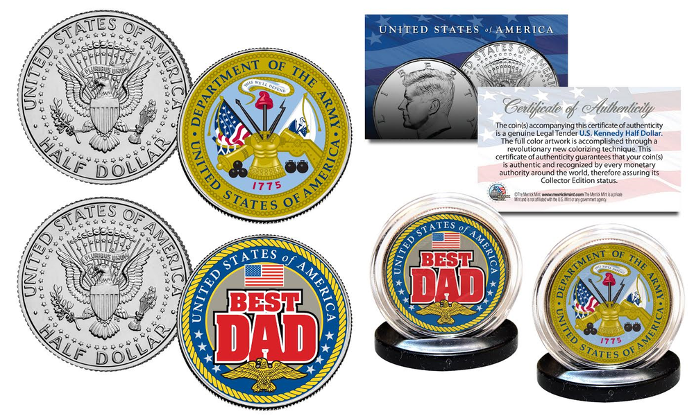 Best Dad Military 2-Coin JFK Half Dollar Set for Father's Day-image