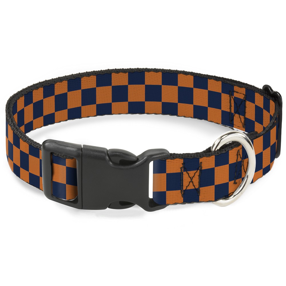 Plastic Clip Collar Checker Orange/Dark Blue Medium 11-16.5