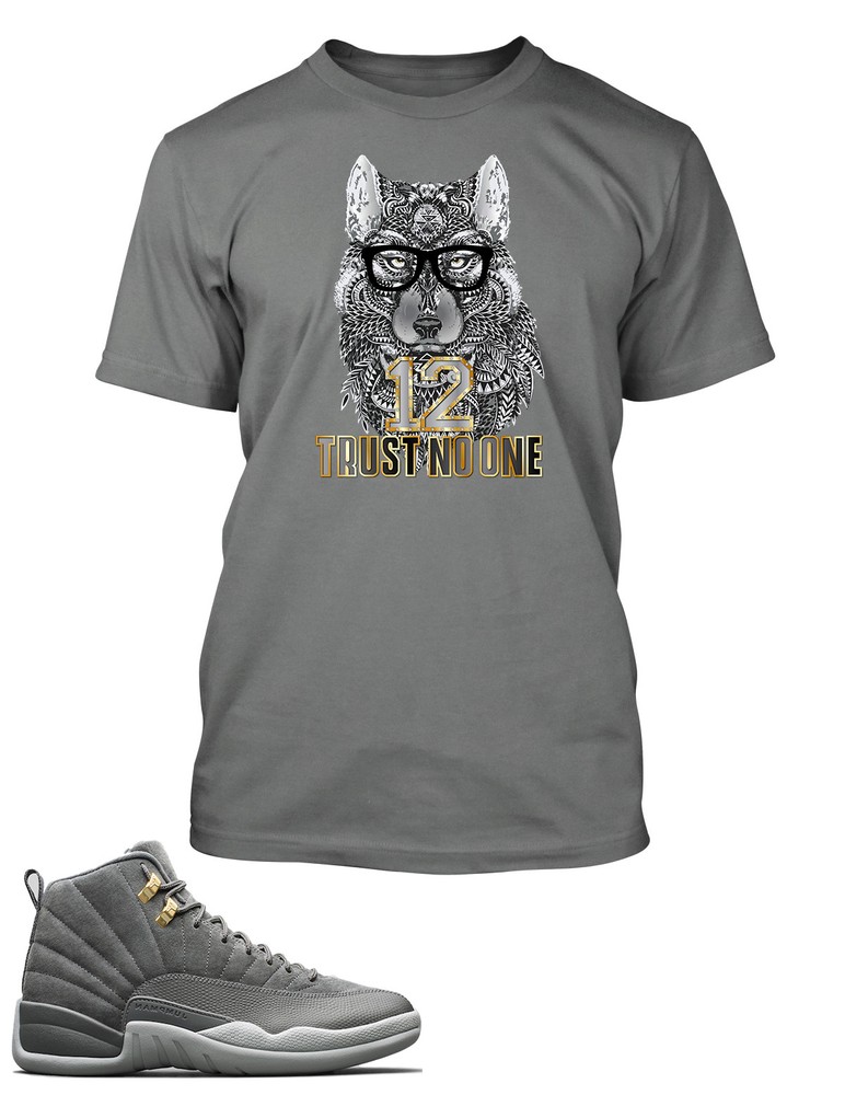 Wolf Trust No One Graphic Tee in Gray - Big Tall Small Sizes by Pro Club Shaka RTP