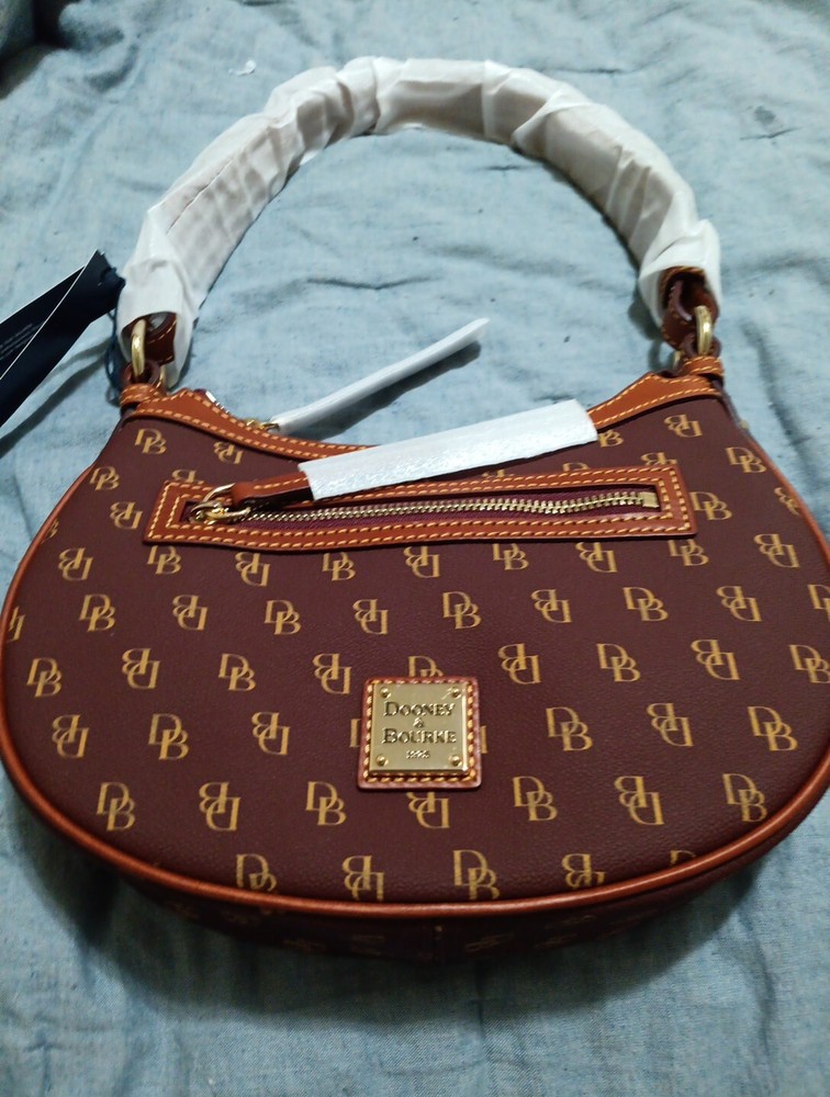 DOONEY & BOURKE WOMEN'S CRESCENT HOBO Bordeaux Logo New With Tag Free Shipping