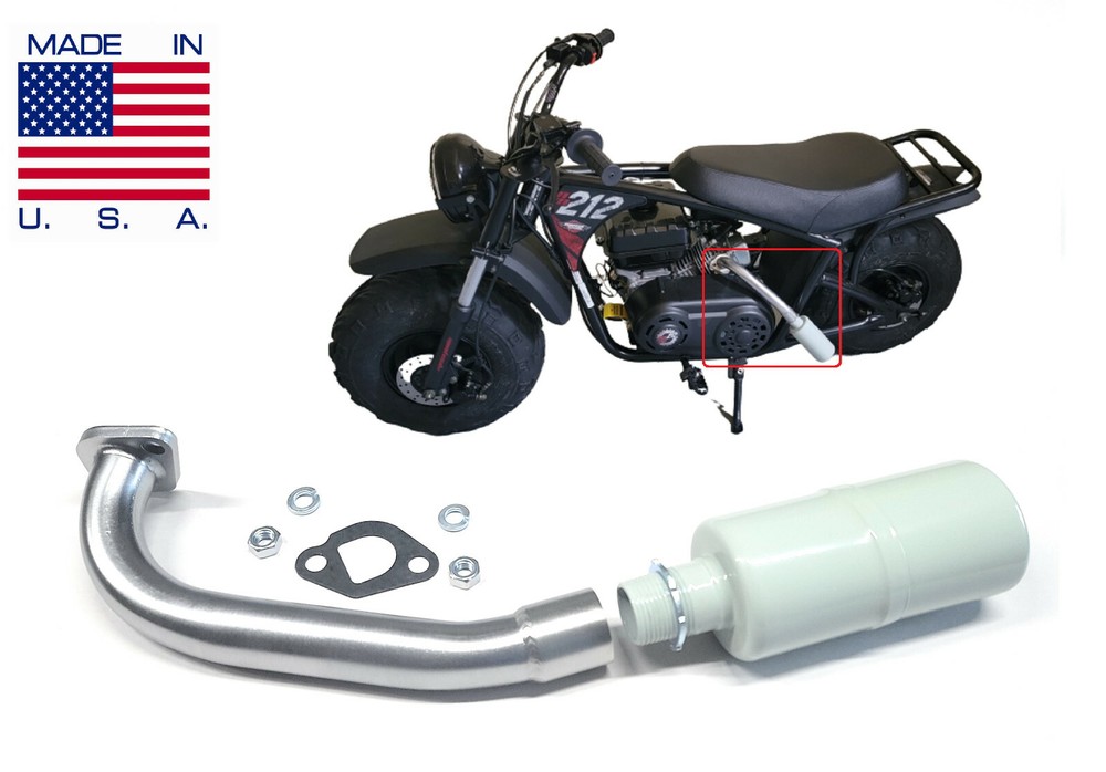 Exhaust With Muffler for: Mega Moto 212cc, Monster Moto 212cc, RB200, RT200