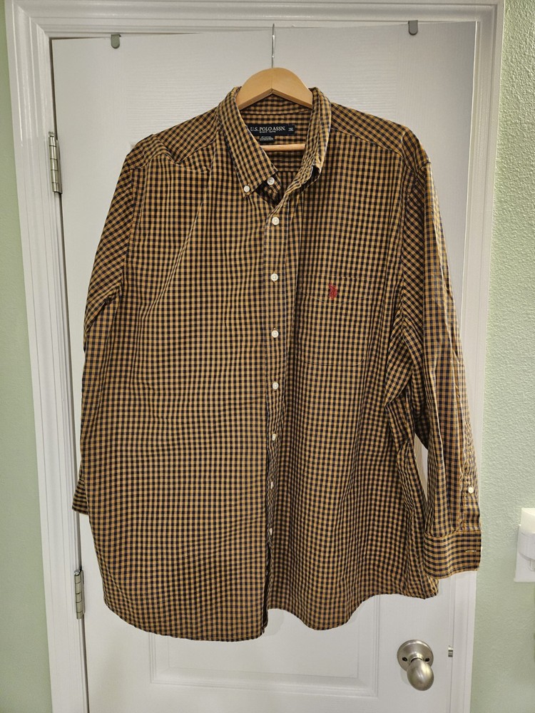 US Polo Assoc Brown And Black Checkered Polo 3xl