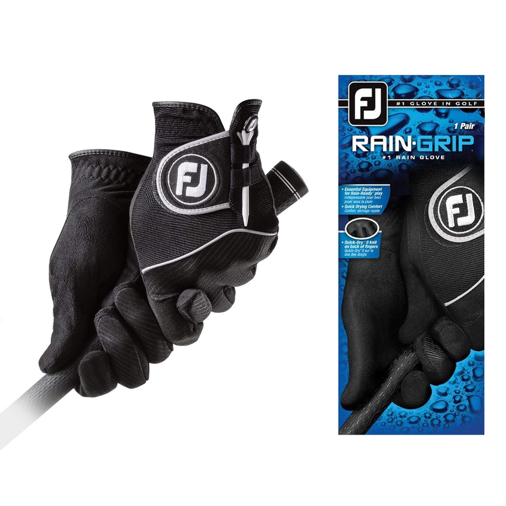 Men's RainGrip Pair Prior Generation Golf Glove Black Cadet Medium/Large, Pair