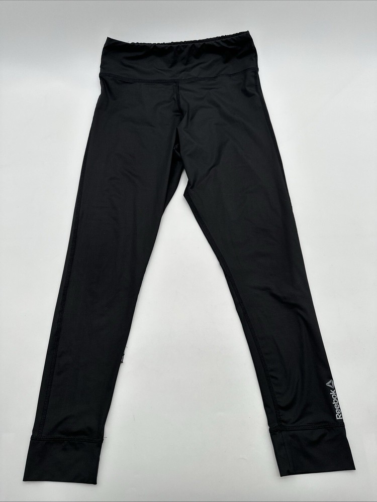 Reebok Leggings Women Small Black Solid Logo …#22001