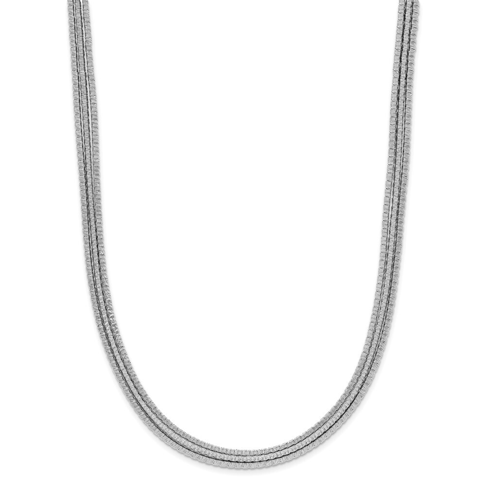 Sterling Silver Rhodium-plated Textured 3-Strand Necklace 17