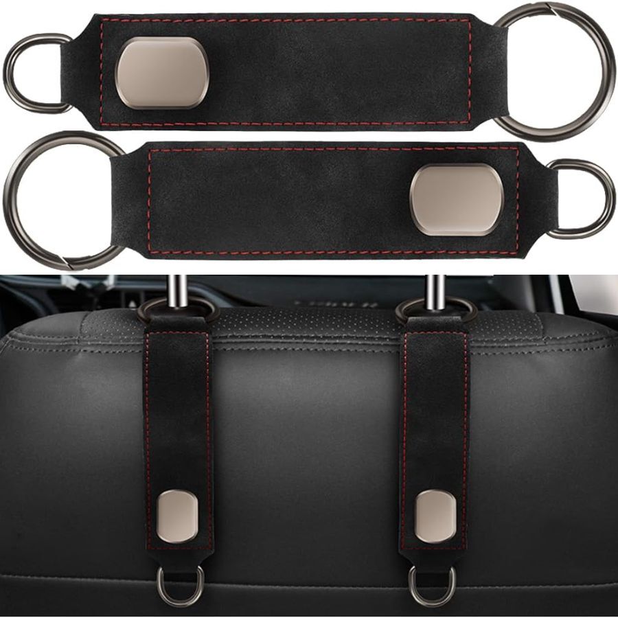 2PCS Leather Car Headrest Hook for Seat Storage Hanger Holds Purses Bags