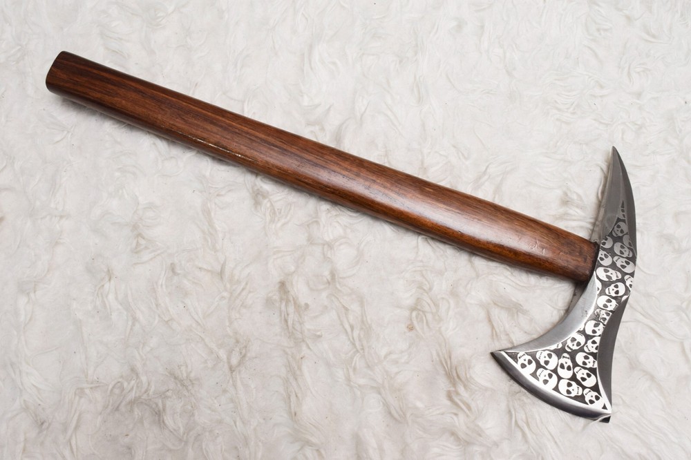 Custom AXE Viking Etch Face Camping Bush craft Cutting Wood Hatchet  # H-674