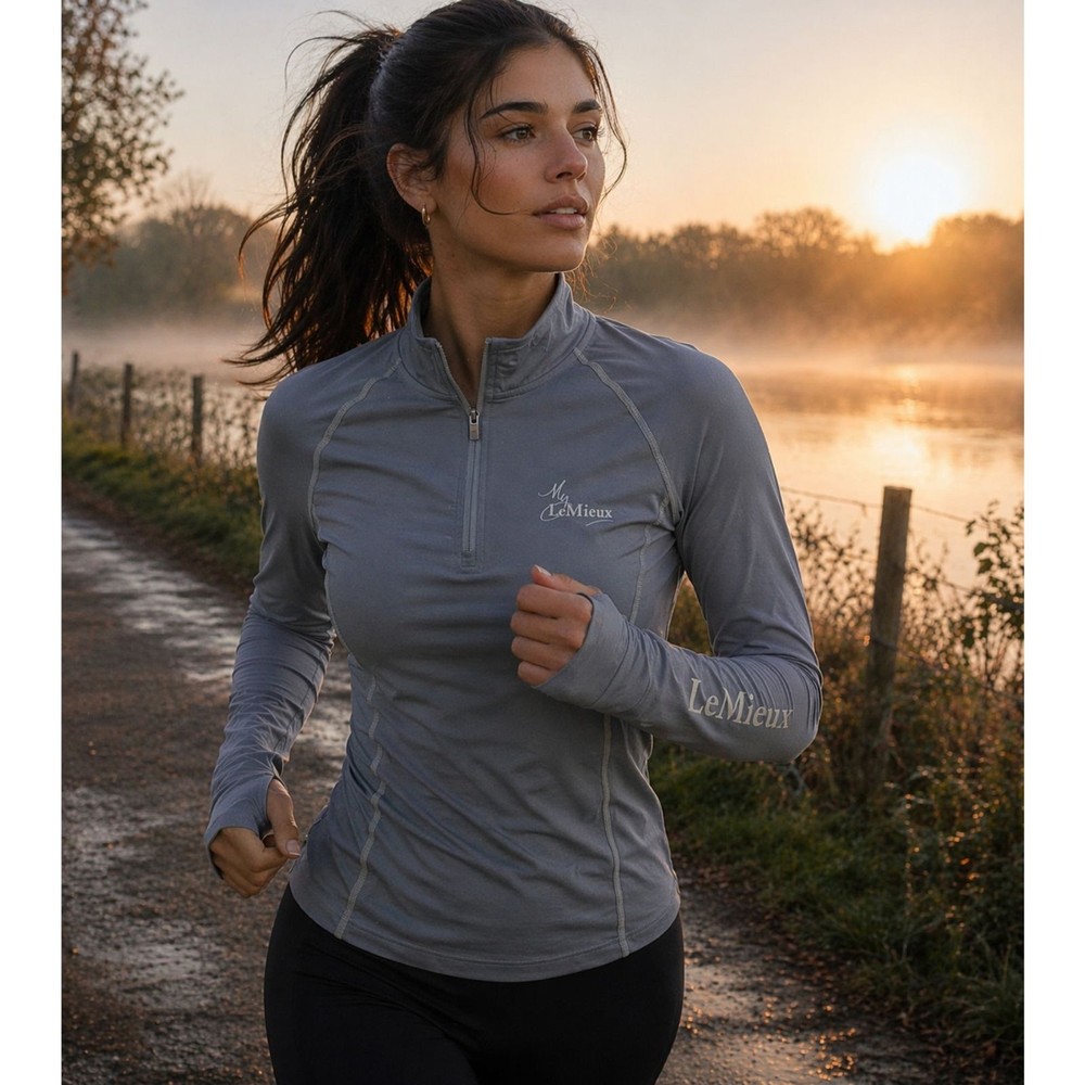 LeMieux Blue Quarter Zip Riding Top  Equestrian Base Layer active wear