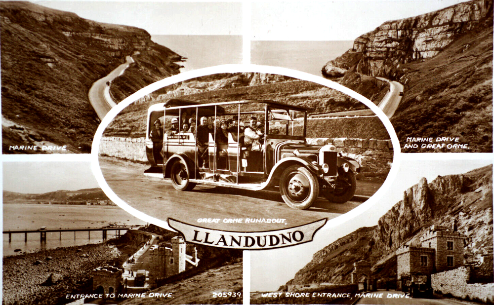 1950's Postcard Wales Gwynedd Llandudno Marine Drive West Shore Great Orme