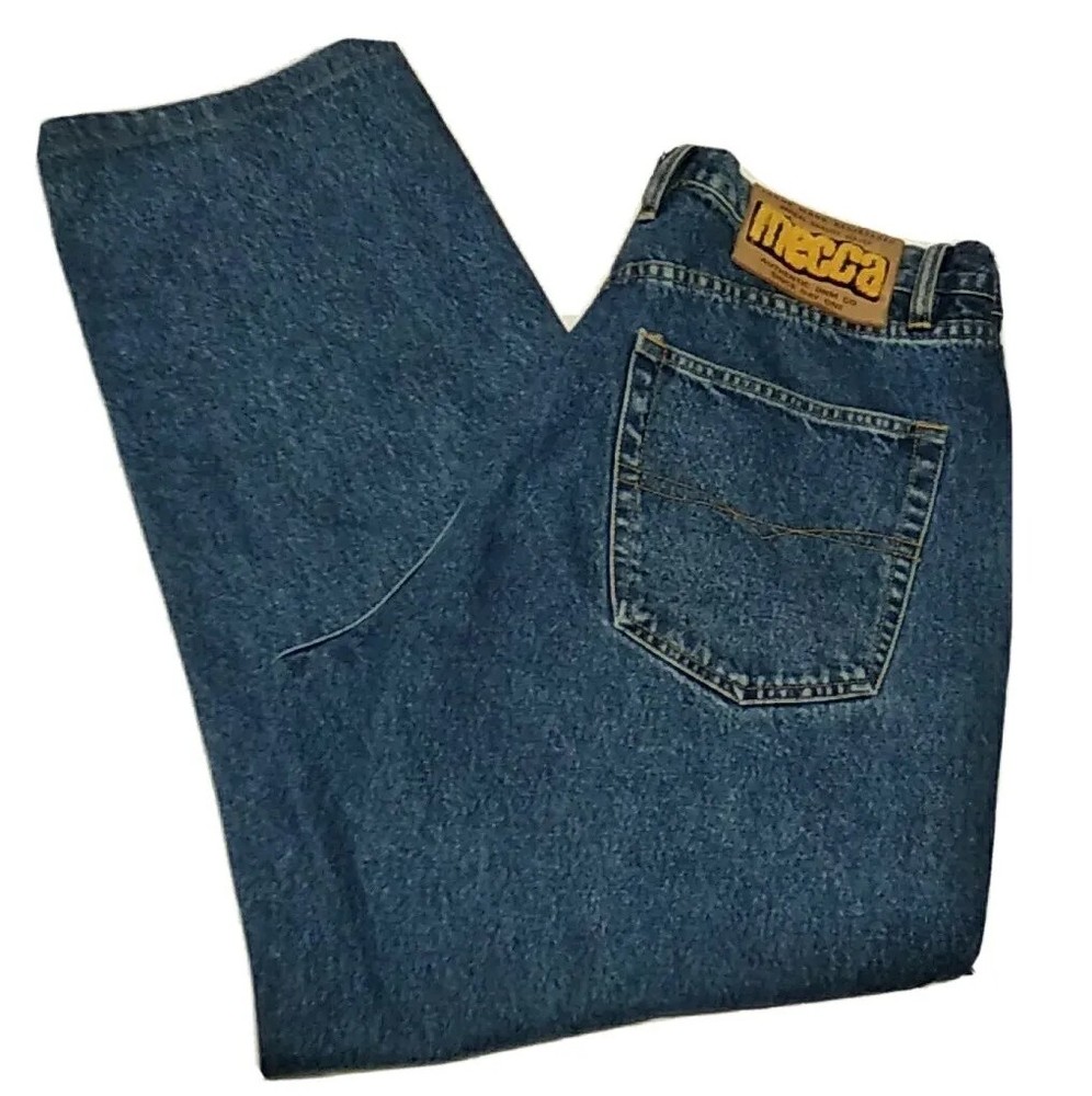 Mecca Vintage Wide Leg Y2K Hip Hop Jeans 36x29 Fuzzy Label Baggy