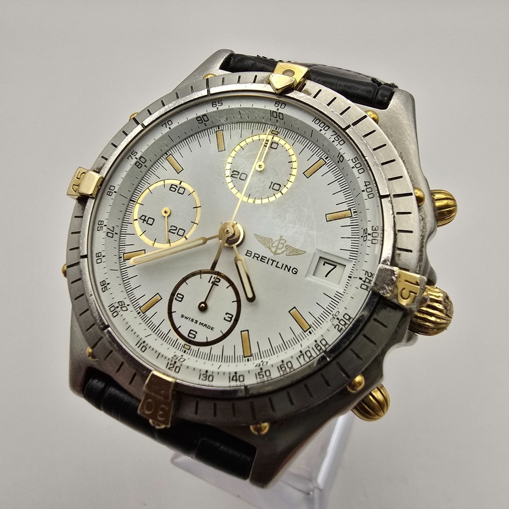 Swiss Breitling Chronomat 81950 Chronograph Steel Gold Automatic Mens Watch