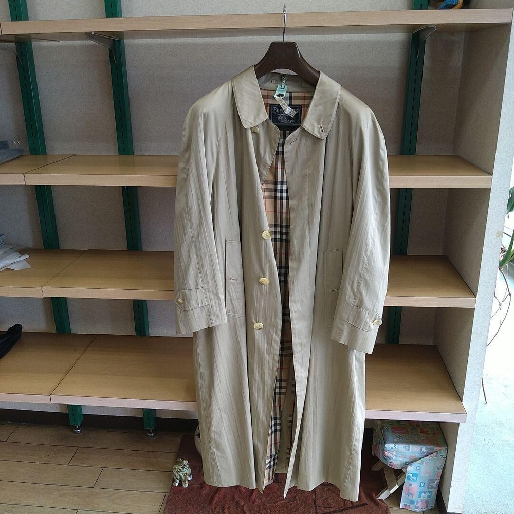 Burberry Soutien collar Coat Beige Outer Nova check Men Size 90/165 Used NO BELT