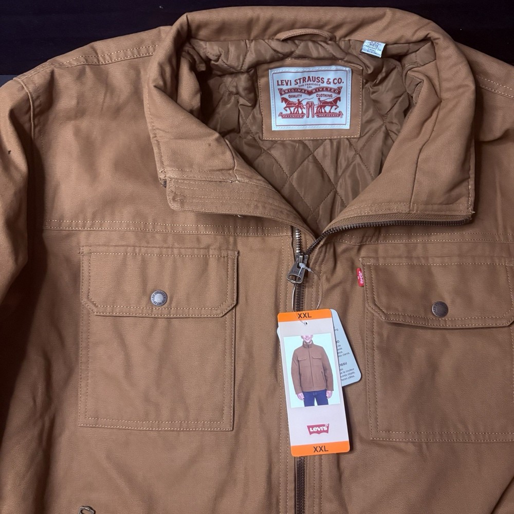 Levi's Jacket Men's Standard Canvas Cotton Size 2XL (XXL) Brown Utility Jacket