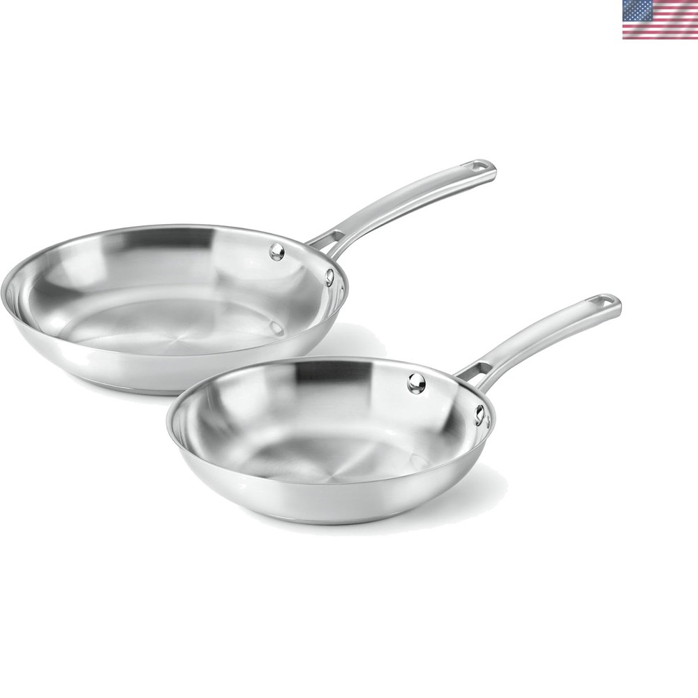 8-Inch and 10-Inch Stainless Steel Fry Pans for Even Heat and Comfortable Cooking