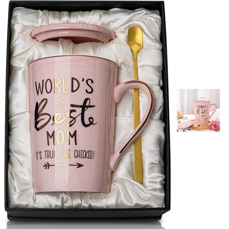Mothers Day Gifts Coffee Mug World's Best Mom 14oz For Mom Birthday Ceramic Cup-image