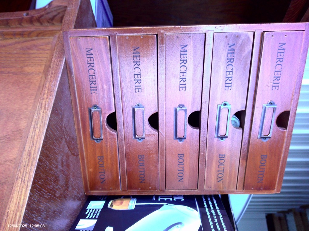 5 Drawer Apothecary Cabinet - Vintage Wooden Desk Organizer Library Card Catalog