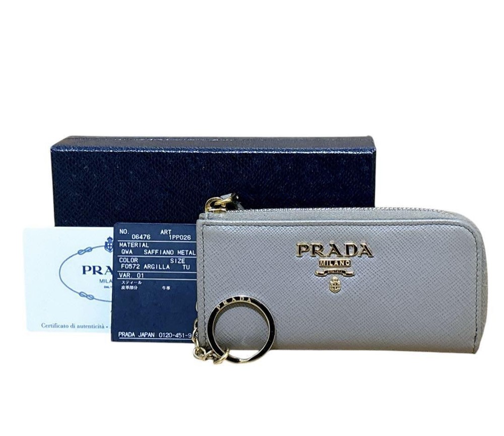 Prada Saffiano Leather Card Wallet Coin Purse Preowned G Case