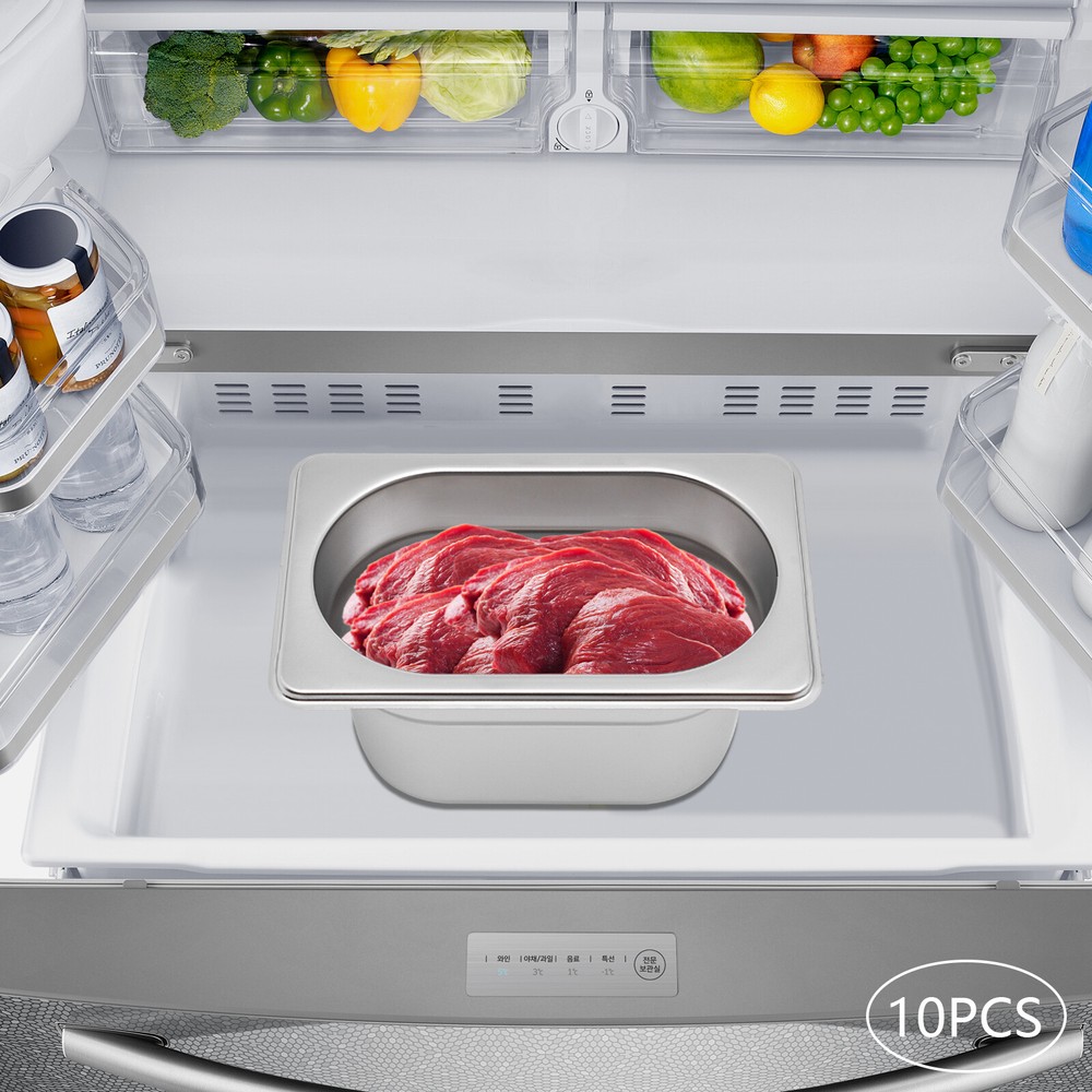 10-Piece Commercial Stainless Steel Steam Table Pan Set for Catering