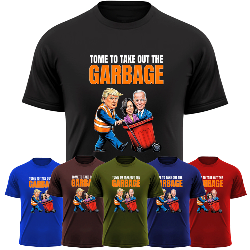 Men's Funny Trump Garrbage Truck Short Sleeve T-Shirt Humor Election 2024 Tee