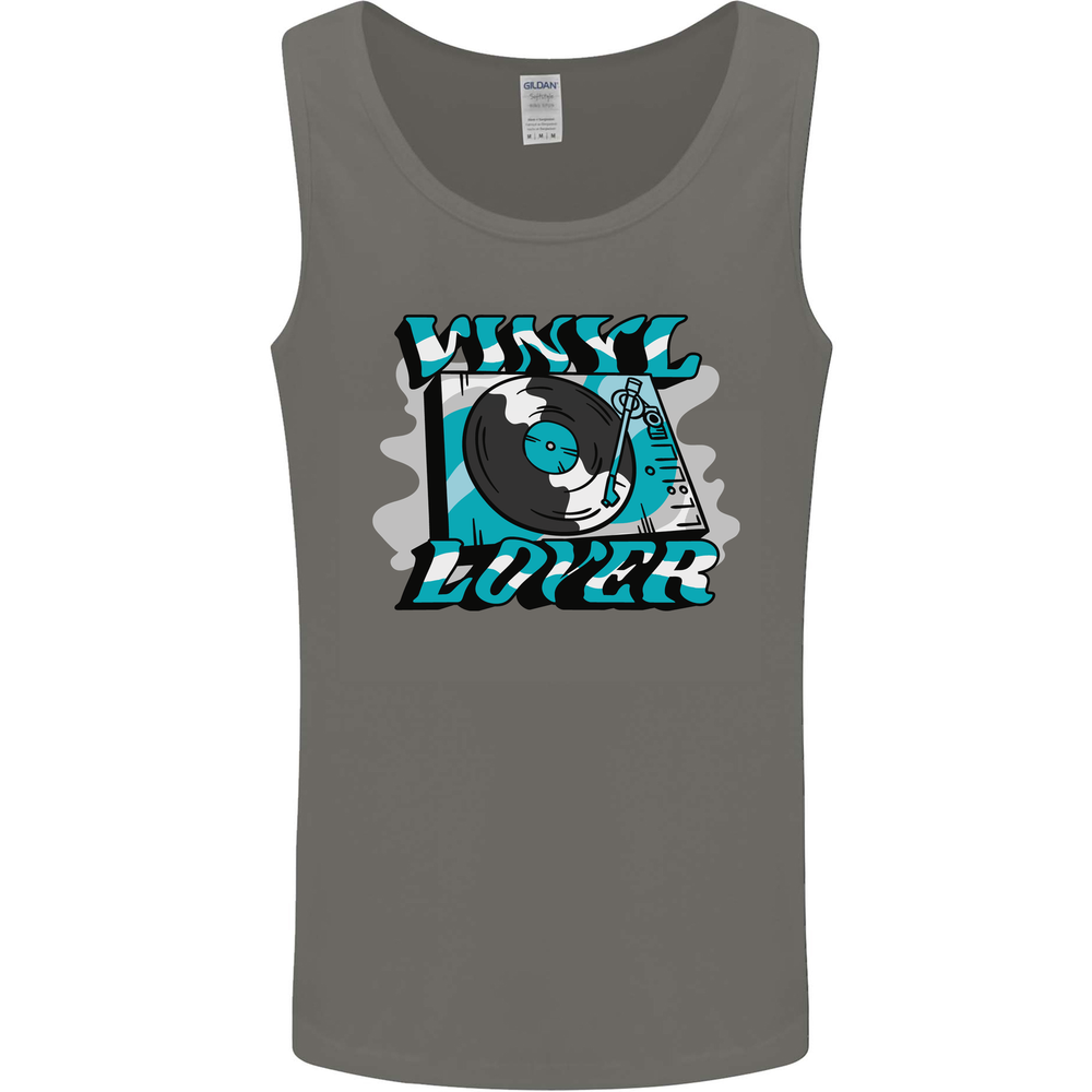 Vinyl Records Lover Decks Turntable DJ Mens Vest Tank Top