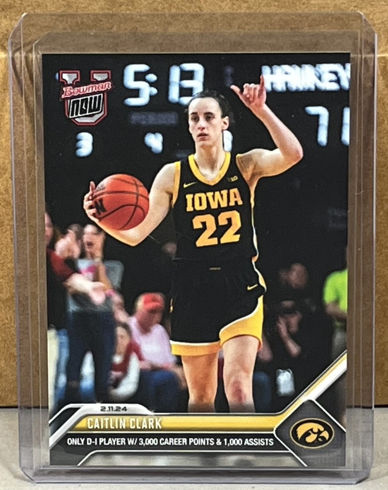 2023 24 BOWMAN U NOW #48 CAITLIN CLARK Iowa only D-1 3,000 points 1,000 assists