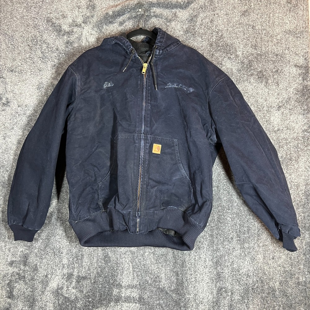 Carhartt J130 MDT Vintage Distressed Duck Jacket Mens Navy Blue Streetwear