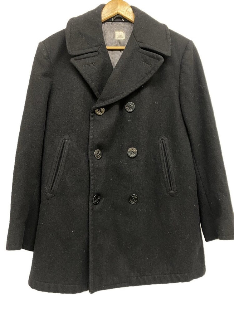 U.S.Navy Peacoat/44/Wool/Blk/Plain 7723