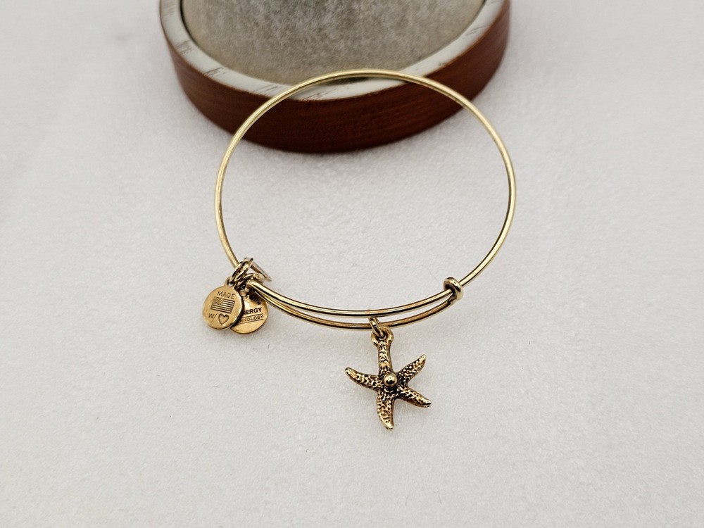 Alex and Ani Starfish Gold-Tone Beach Lovers Charm Bangle