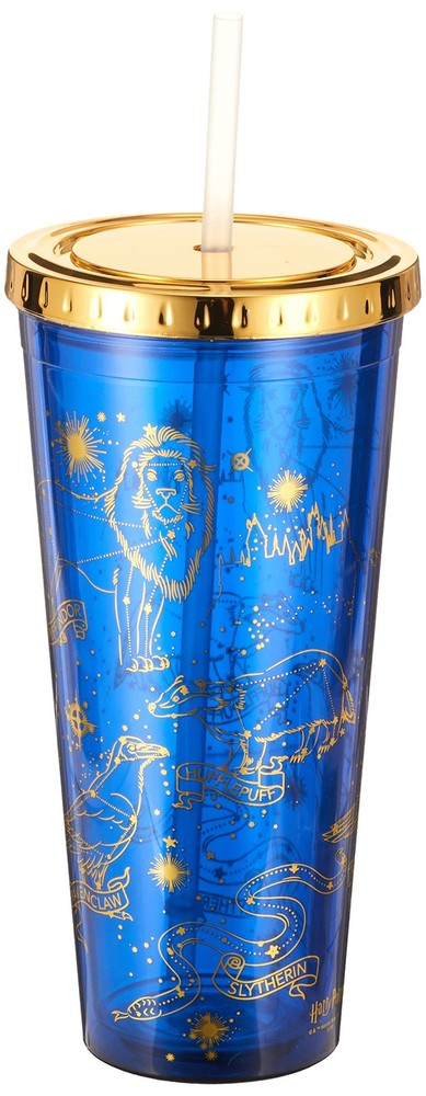 Harry Potter 20 oz Navy Tumbler with Constellations Foil Design and Straw