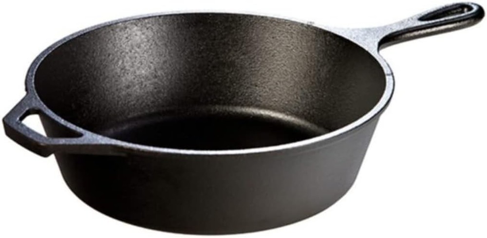 Lodge 3 Quart Pre-Seasoned Cast Iron Deep Skillet - Signature 3 Quart, Black