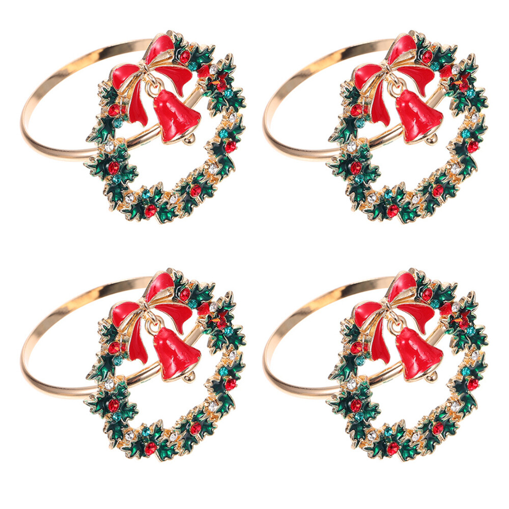 4 Pcs Bead Garland Christmas Napkin Buckle Holders for