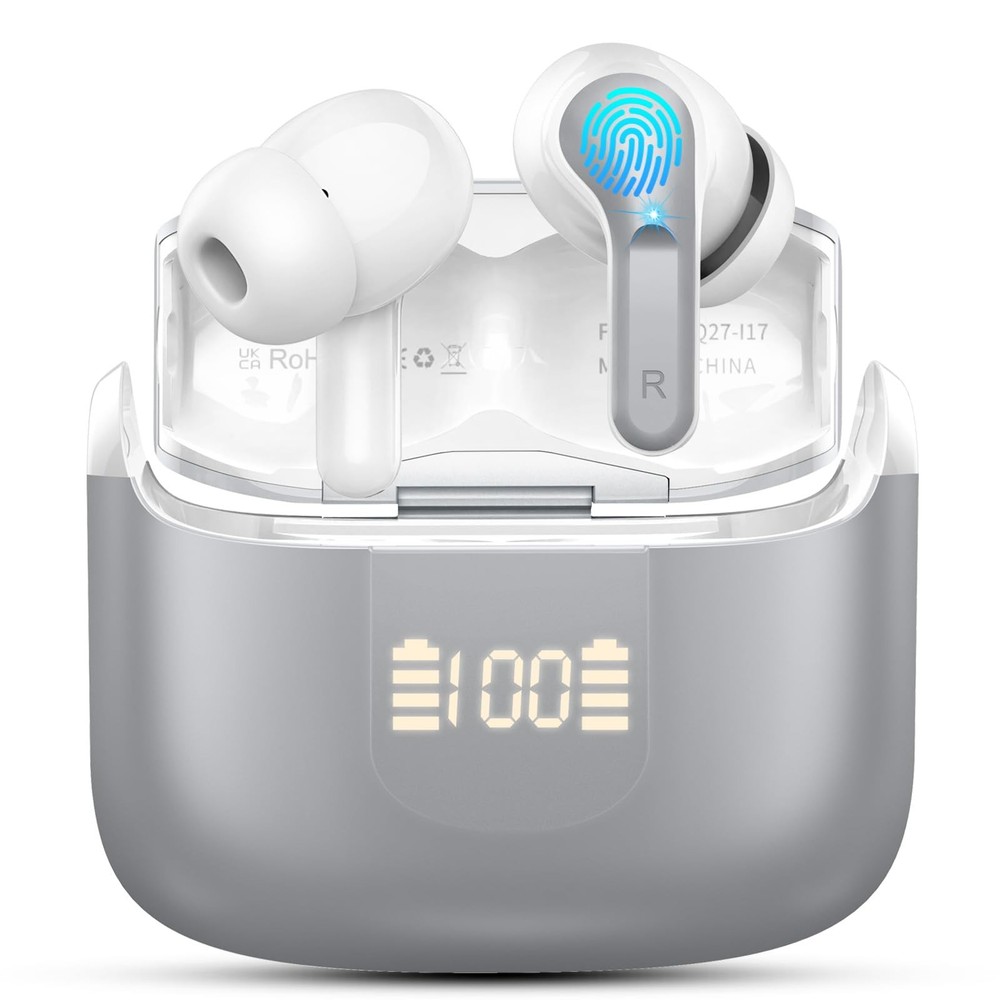 Wireless Bluetooth 5.3 Earbuds with Hi-Fi Stereo 4 ENC Mics 40H Playtime IPX5 Waterproof
