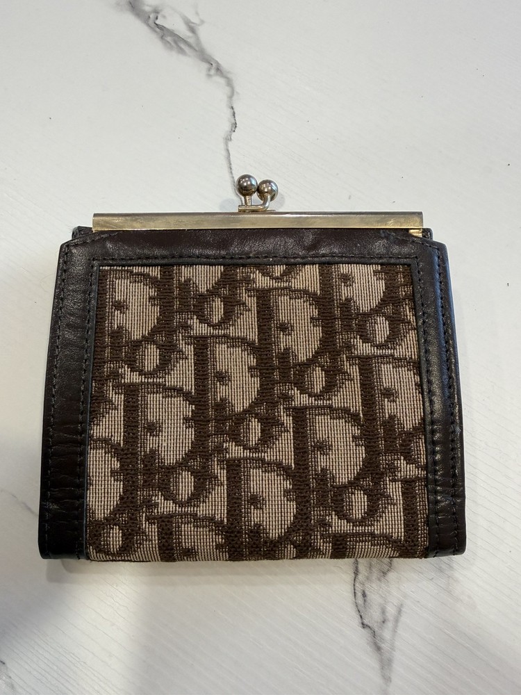 Christian Dior Vintage Trotter Wallet Brown With FLAWS INSIDE